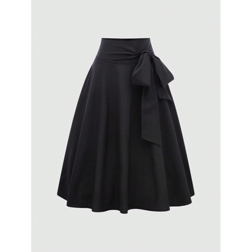Elnivra Ladies' Solid Color Side Tie Skirt, Suitable For Spring And